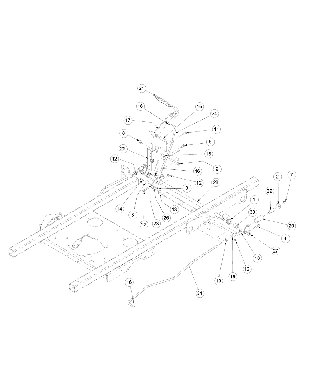 Brake Assembly Diagram and Parts List for M54-KW 53DB5DBW750-23-HP Cub Cadet Lawn Tractor